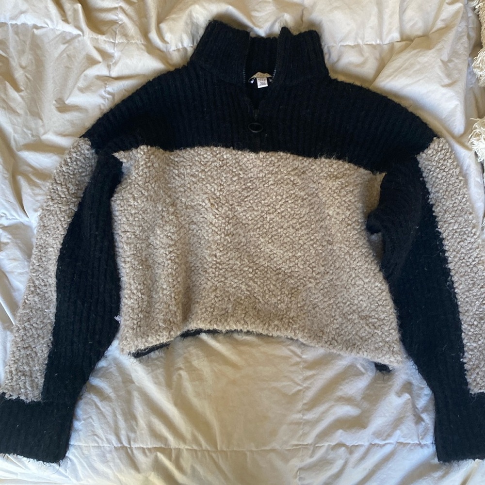 Topshop Boucle Zip Neck Sweater